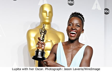 Lupita with her Oscar.