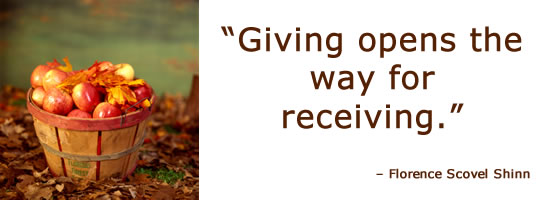 Giving opens the way for receiving.