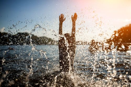 Kids splashing in water