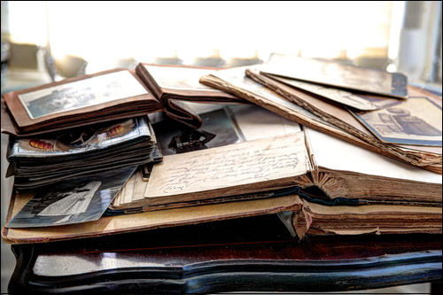 stack of old books