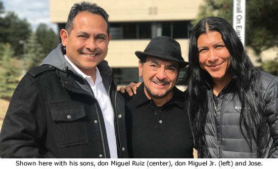 Shown here with his sons, don Miguel Ruiz (center), don Miguel Jr. (left) and Jose.