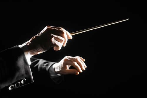 Conductor hands and  baton