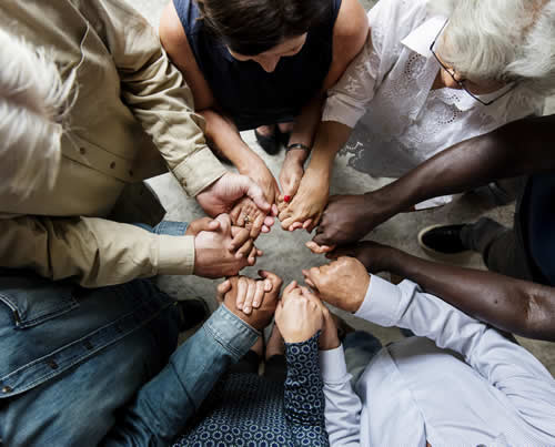 Group of praying hands