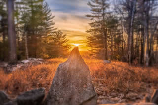 Wenter sunset over rock