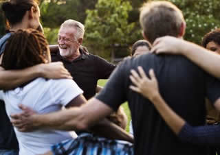 group hugging